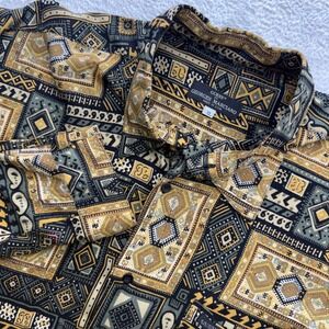 Vintage Guess by Georges Marciano Men XL Rayon Geometric Tribal Shirt 90s USA